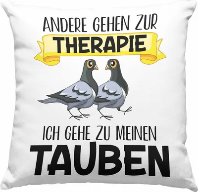 Produktbild von Trendation - Taubenzüchter Geschenk Zaubenzucht Zubehör Tauben Deko-Kissen mit Füllung 40x40 Lustiger Spruch Taubenflüsterer Taubenliebhaber Becher (Grün)