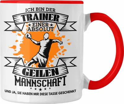 Produktbild von Trendation - Handball Trainer Tasse Geschenk von Mannschaft Lustiger Spruch (Rot)