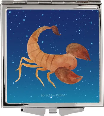 Produktbild von Mr. & Mrs. Panda Kosmetikspiegel Sternzeichen Skorpion - Sternenhimmel Blau - Geschenk, Skorpione, Kleiner Spiegel, Klappspiegel, Schminkspiegel, Frauen, Handspiegel