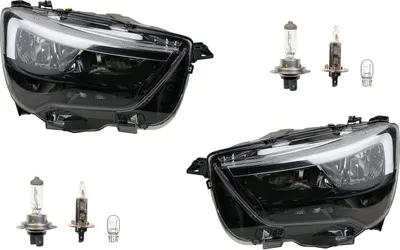Immagine prodotto di Kit fari anteriori, lato sinistro e destro, compatibili con Opel Combo X19 dal 06/18, con lampadine. Codici: 5547102, 9816825480, 3550174, 5547092, 9816825580, 3550185. Johns
