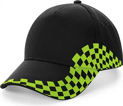 Produktbild von Beechfield B159 | Grand Prix Cap / Kappe / Mütze / Hut - Farbe: Black/Lime Green - Größe: One Size