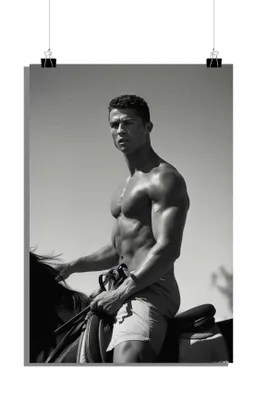 Produktbild von Cristiano Ronaldo Poster - Fußball Poster - Reiter Poster - Schwarz-Weiß Poster - 51x71cm - Perfekt zum Einrahmen