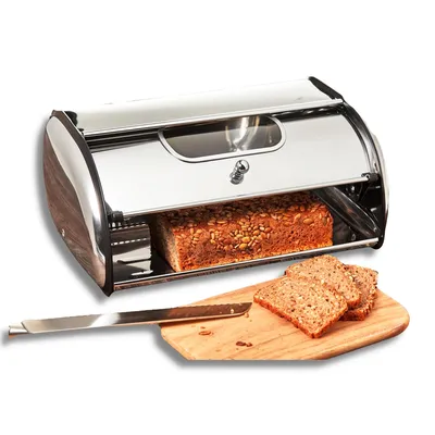 Produktbild von Brotkasten,Brotaufbewahrungsbox aus Edelstahl mit Deckel,für frisches Brot und Gebäck auf der Küchentheke,34.5*23*14.5cm