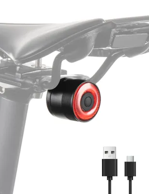 Image de ROCKBROS Feu arrière pour vélo, frein intelligent, LED COB 4 modes, IPX6, rechargeable par USB, pour vélo, 2 modes, installation facile