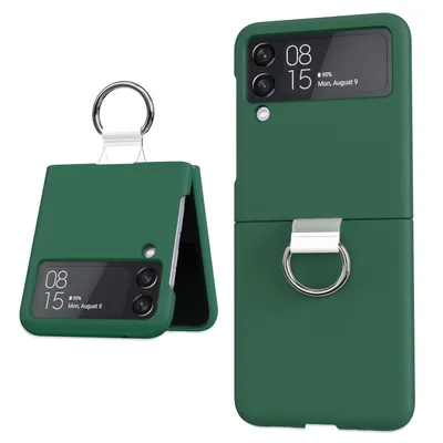 Produktbild von Für Samsung Galaxy Z Flip4 5G Ring Etuis Handy Tasche Hülle Dunkelgrün Cover