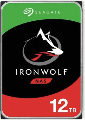 A product shot of a Seagate IronWolf NAS hard drive.