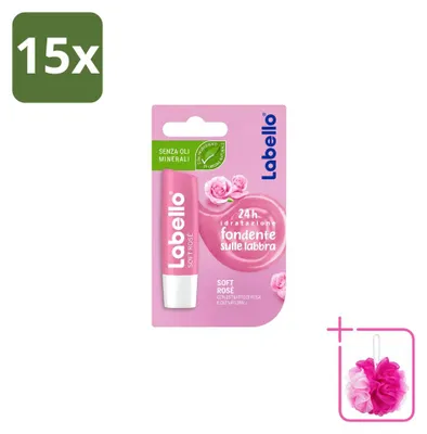 Productafbeelding van 15 x Labello Soft Rosé lippenbalsem - 4,8 g - Verpakking met 15 stuks
