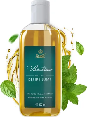Produktbild von Vibratissimo Desire Jump 250 ml Massageöl - Prickelnde Frische mit MinzDuft - Anregend, Erfrischende Massage mit Minze, Liebesöl