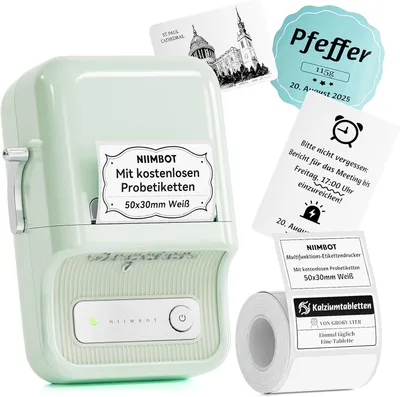 Produktbild von Bluetooth Etikettendrucker tragbar Selbstklebend Beschriftungsgerät Label Printer für Barcode Preisetiketten Büro Einzelhandel Haushalt App gesteuert