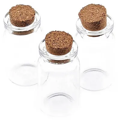 Produktbild von Vintageparts Glasflasche befüllbar Korkverschluss Schrauböse 40 mm, 3 Stück