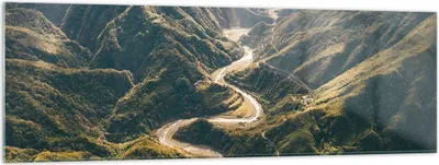 Produktbild von Bilder auf glas - Einteilig - Berge Weg Wald - 160x50cm - Glasbilder - Wandbilder - Bilder - zum Aufhängen bereit - Wanddekoration aus Glas - Glas Bilder - Wandbild auf Glas - GAB160x50-4700