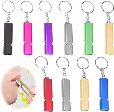Image de Sifflet de signalisation - Sifflet de secours pour les cours d'éducation physique - Sifflet avec porte-clés pour entraîneurs et arbitres - Métal/aluminium
