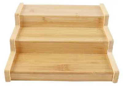 Immagine prodotto di Scaffale per spezie a 3 livelli, organizer in bambù per la cucina, ideale per contenitori di vetro