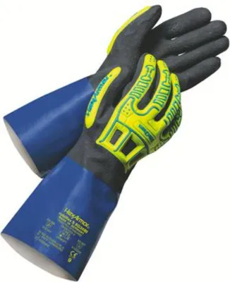 Produktbild von Uvex HexArmor rubiflex S XG35BI Chemikalienschutzhandschuh - 6 Paar blau/schwarz 9