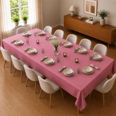 Immagine prodotto di Tovaglia 150 x 300 cm per tavolo da cucina e da pranzo in rosa scuro