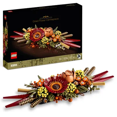 Obrázok produktu pre LEGO 10314 Ikony sada aranžmánov zo sušených kvetov, botanická kolekcia pre dospelých, umelé kvety s ružou a gerberou, dekorácia na stôl alebo stenu