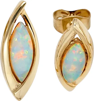 Produktbild von Paar Ohrstecker Stecker Opal 375 Gold Gelbgold spitzoval Ohrschmuck