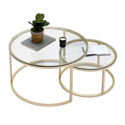 Obrázek produktu pro Konferenční stolek, provedení 2 v 1, deska z tvrzeného skla, 80 cm a 60 cm