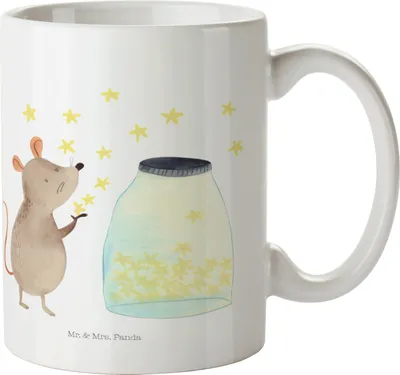 Produktbild von Mr. & Mrs. Panda Kaffeetasse Maus Sterne - Weiß - Geschenk, Geburtstag, Kindergeburtstag, Taufe, haferl, Kaffeebecher, Hoffnung, Lustige Sprüche, cappuccinotasse, Tasse
