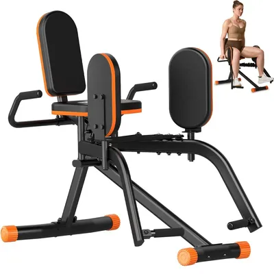 Produktbild von Hüftabduktionsgerät Beinspreizer Hip Abductor - 6 Widerstandsstufen - Schwarz und Orange - Für zu Hause