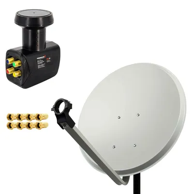 Produktbild von PremiumX SAT Anlage 80cm Antenne Aluminium Quad LNB 8x F-Stecker
