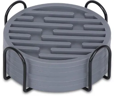 Produktbild von Silikon Untersetzer runde 6er Set grau