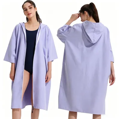 Productafbeelding van Microvezel poncho met rits voor volwassenen, sneldrogend en lichtgewicht