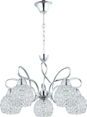 Produktbild von HowHomely Pendelleuchte Crystal fünffach silber 70x50 cm Glas verchromter Stahl