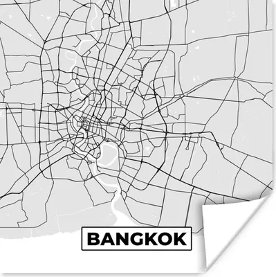 Produktbild von MuchoWow® Poster Bangkok - Stadtplan - Schwarz und weiß - Karte 50x50 cm - Wohnzimmerdekoration