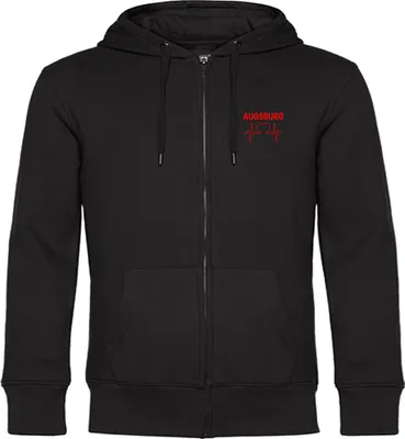 Produktbild von multifanshop Kapuzen Sweatshirt Jacke - Augsburg - Herzschlag, schwarz, Größe XL