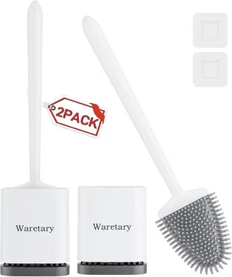 Produktbild von Silikon-Toilettenbürste 2er-Set, flexibel, weiß, schnell trocknend