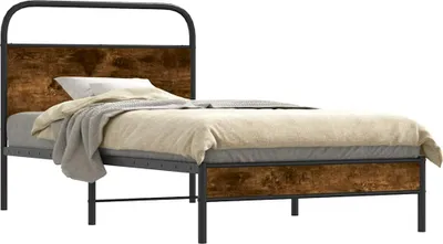 Produktbild von vidaXL Bettgestell ohne Matratze 90x200 cm Räuchereiche Holzwerkstoff
