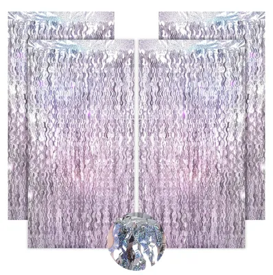 Lametta-Vorhänge, 4 Stück, bunt, 1 x 2 m, Farbverlauf, für Karneval