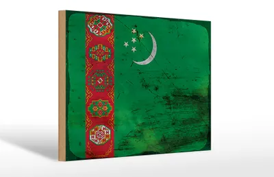 Produktbild von Holzschild Flagge Turkmenistan 30x20cm Turkmenistan Rost