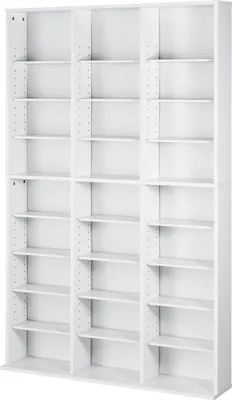 A white, multi-shelf storage unit is shown against a white background.