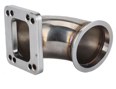 Image de Adaptateur coudé à 90° pour bride de turbocompresseur V-Band à T3, usiné CNC, compatible avec les turbocompresseurs 304