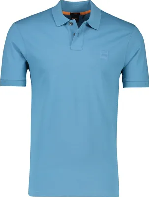 Immagine prodotto di Polo passeggero a maniche corte BOSS slim fit in cotone blu a 2 bottoni