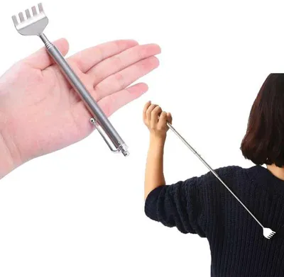 Produktbild von Ausziehbarer Rückenkratzer – Teleskop-Rückenkratzer – Juckreiz am Rücken – Kratzer – Silberfarbenes Metall – 16->51 cm – CHPN