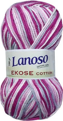 Produktbild von 100g Strickgarn Lanoso Ekose Baumwolle mehrfarbig Strick-Wolle Häkelgarn Farbverlauf, Farbe:800 mehrfarbig