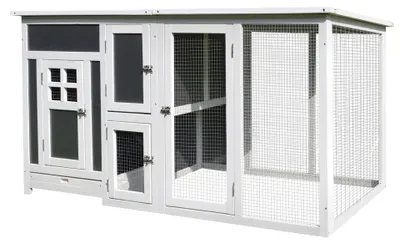 Obrázek produktu pro Kurník pro 2-4 slepice | Barva: šedá, bílá | Rozměry: 62,99 x 29,52 x 31,49 cm
