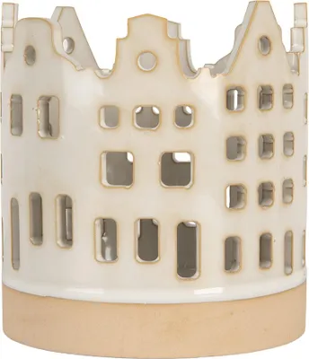 Image de Clayre & Eef Bougeoir Maison Ø 11x11 cm Beige Céramique