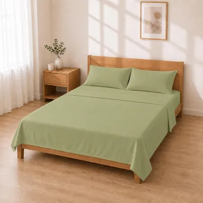 Produktbild von Einfarbiges Mikrofaser-Bettwäsche-Set 135x200 cm in Grün