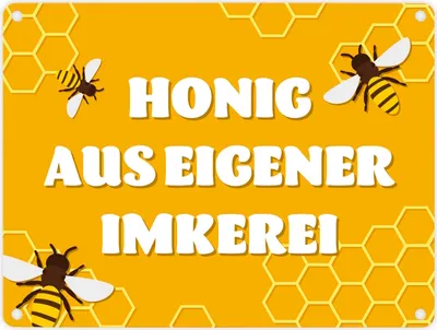 Produktbild von Imkerei Bienen Metallschild in 15x20 cm mit Spruch Honig aus eigener Imkerei