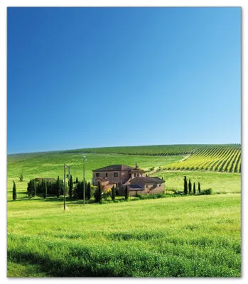 Produktbild von Wallario Herdabdeckplatte aus Glas, Größe 52 x 60 cm 1-teilig, Motiv Farm in der Toskana