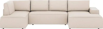 Produktbild von Große Wohnlandschaft mit Schlaffunktion - Ecke rechts - Strukturstoff - Beige - AMELIA