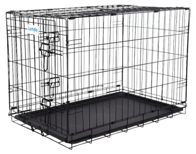 Produktbild von Lendo Online Hundebox klappbar 90x60x67 cm Schwarz Stahl