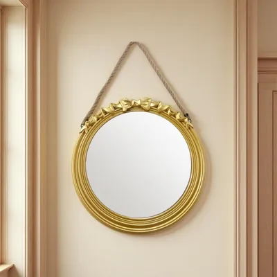 Image de Miroir mural décoratif avec chaîne - 31 cm - Or