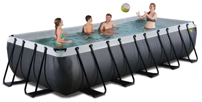 Produktbild von EXIT Black Leather Rahmenpool 540x250x100cm, Aufstellpool, mit Sandfilteranlage, Rechteckig, Schwarz