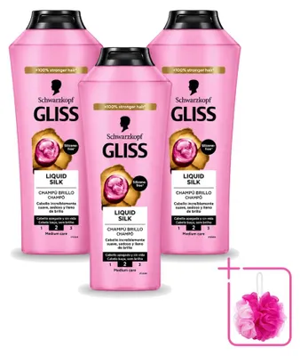 Productafbeelding van 3 flessen Gliss-Kur Liquid Silk shampoo voor zijdezacht haar - 400 ml - Voordelige verpakking - 3 stuks
