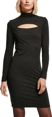 Obrázek produktu pro Dámské šaty Urban Classics Ladies Stretch Jersey Cut-Out Turtleneck Dress bark - XS